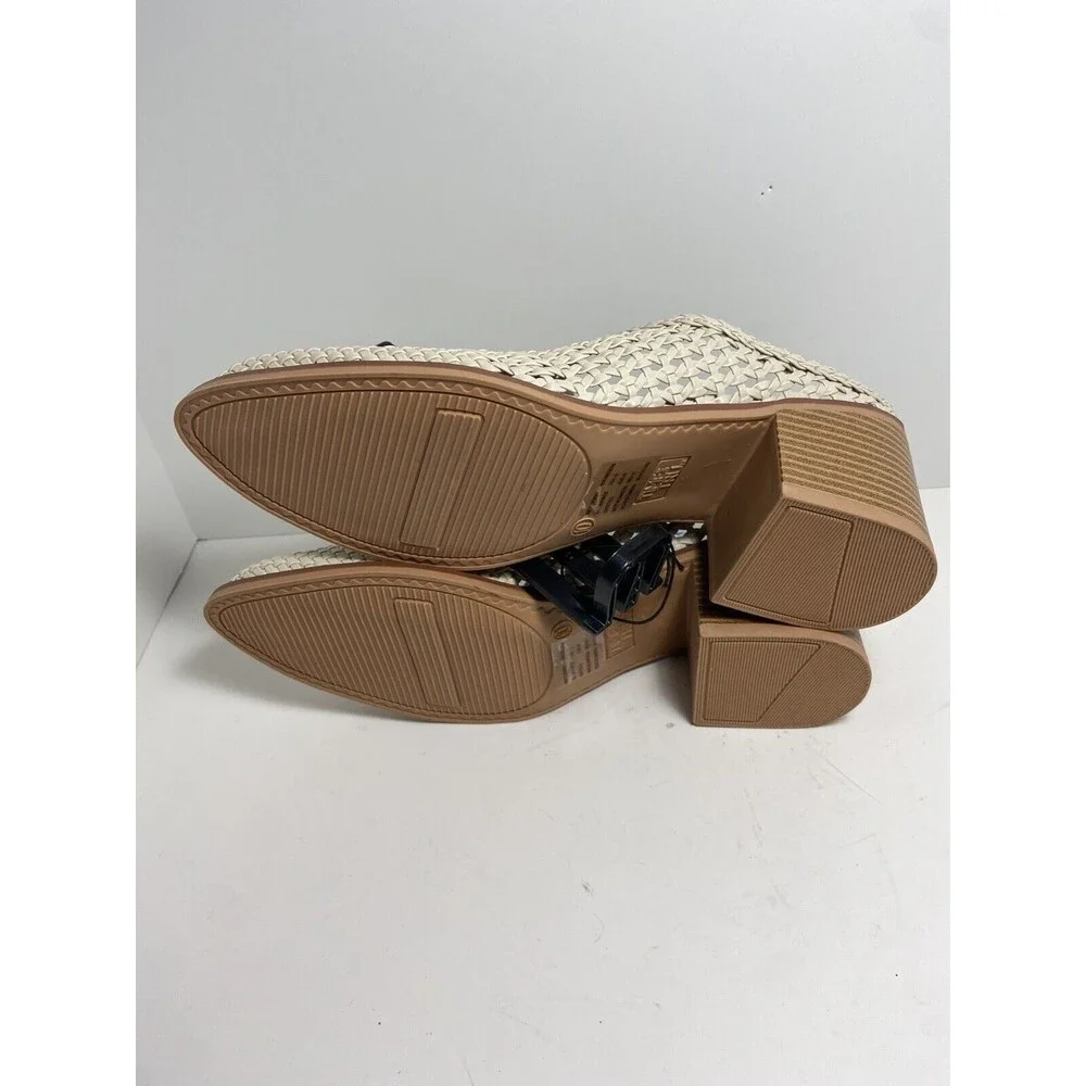 High Heel Slides Womens Size 10 Cream NWT Booties Woven Time and True